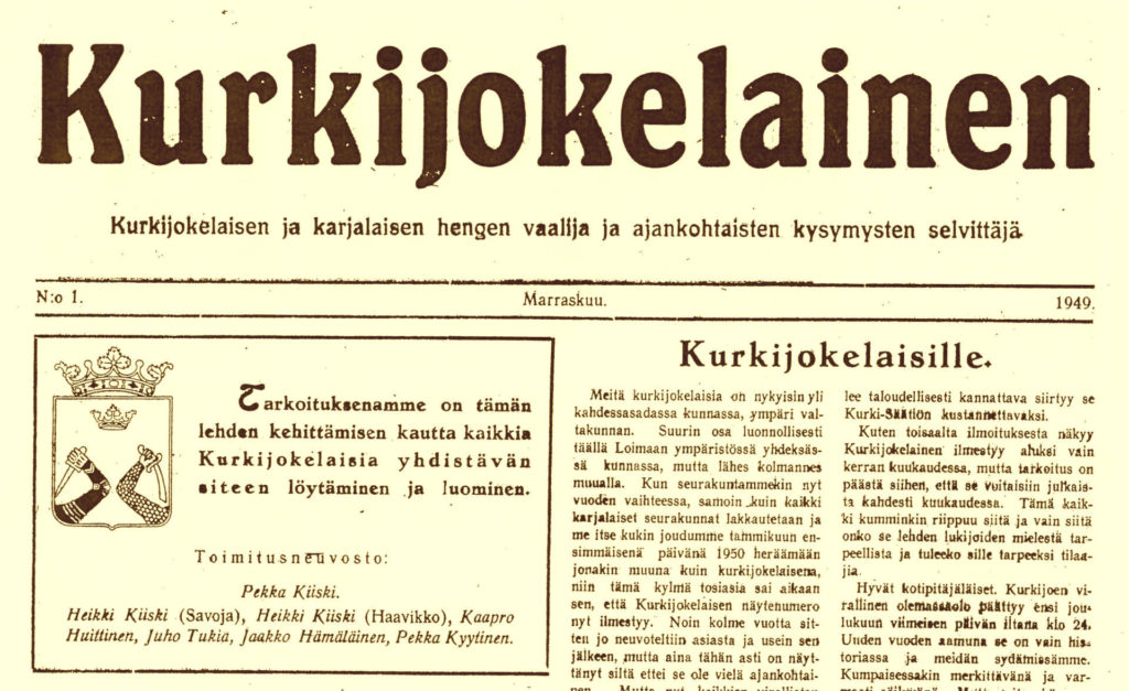 Ensimmäinen Kurkijokelainen ilmestyi marraskuussa 1949.